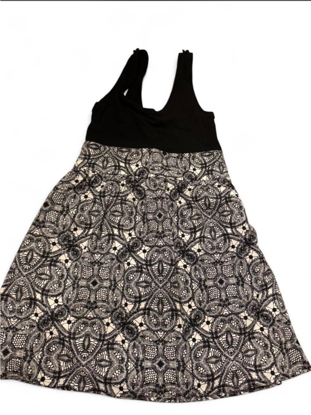 Black and White Patterned Sleeveless Women's Dress